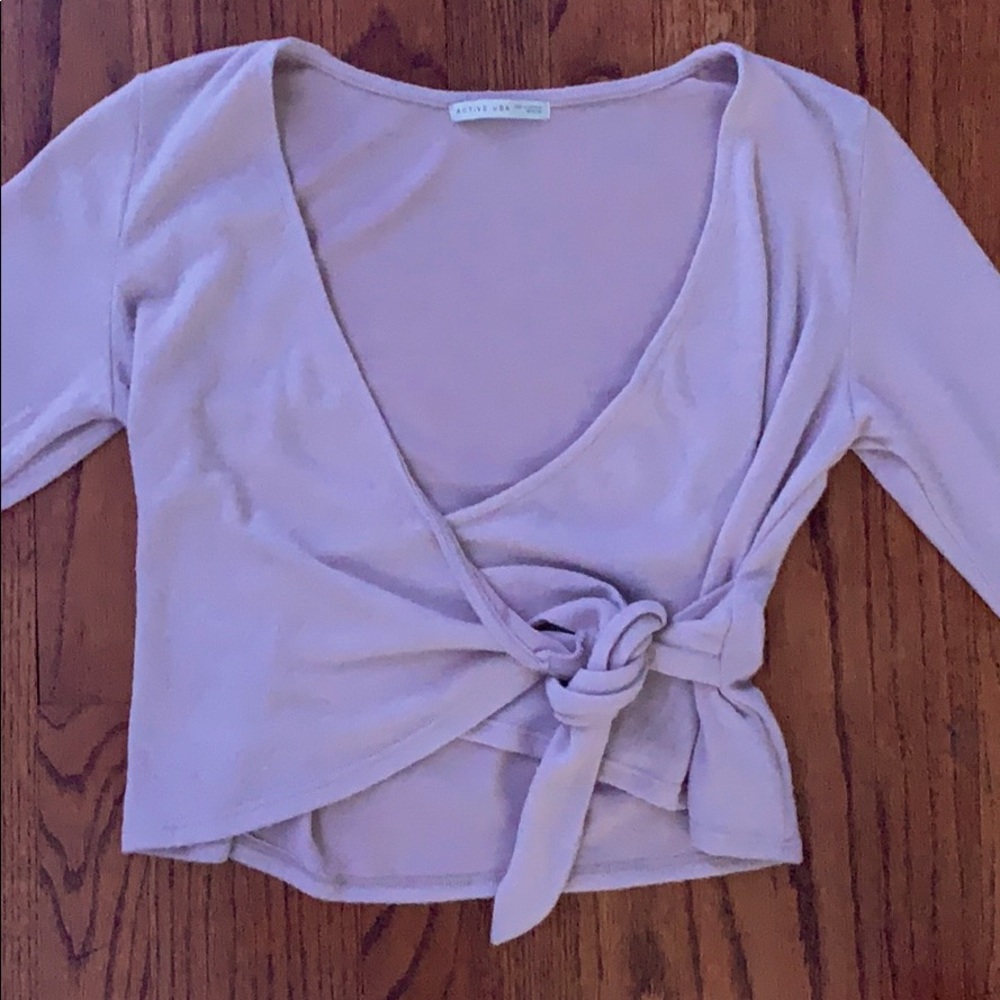 blush pink tie long sleeve top